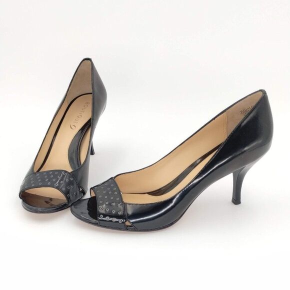 Boutique 9 Galetta Heels Studded Leather Open Toe Pumps Black Size 8.5 - Picture 1 of 11